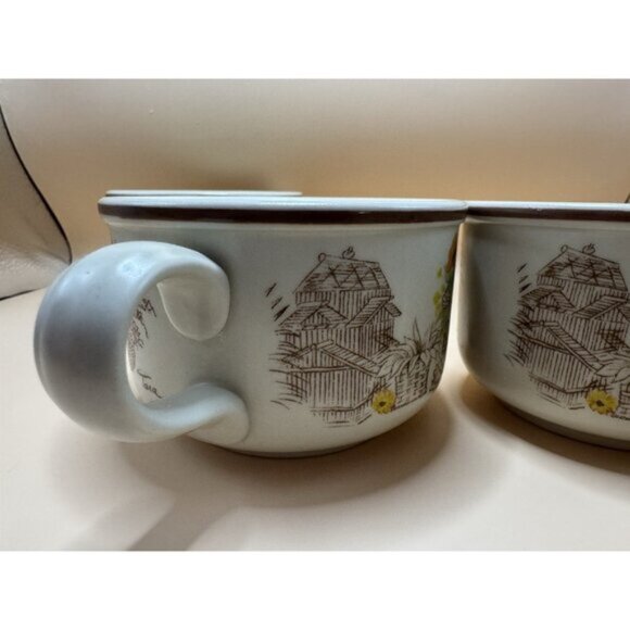 Westbury Fine Bone China Made in England "Tara" Coffee Mugs Sunflower Set of 4 - Picture 7 of 10